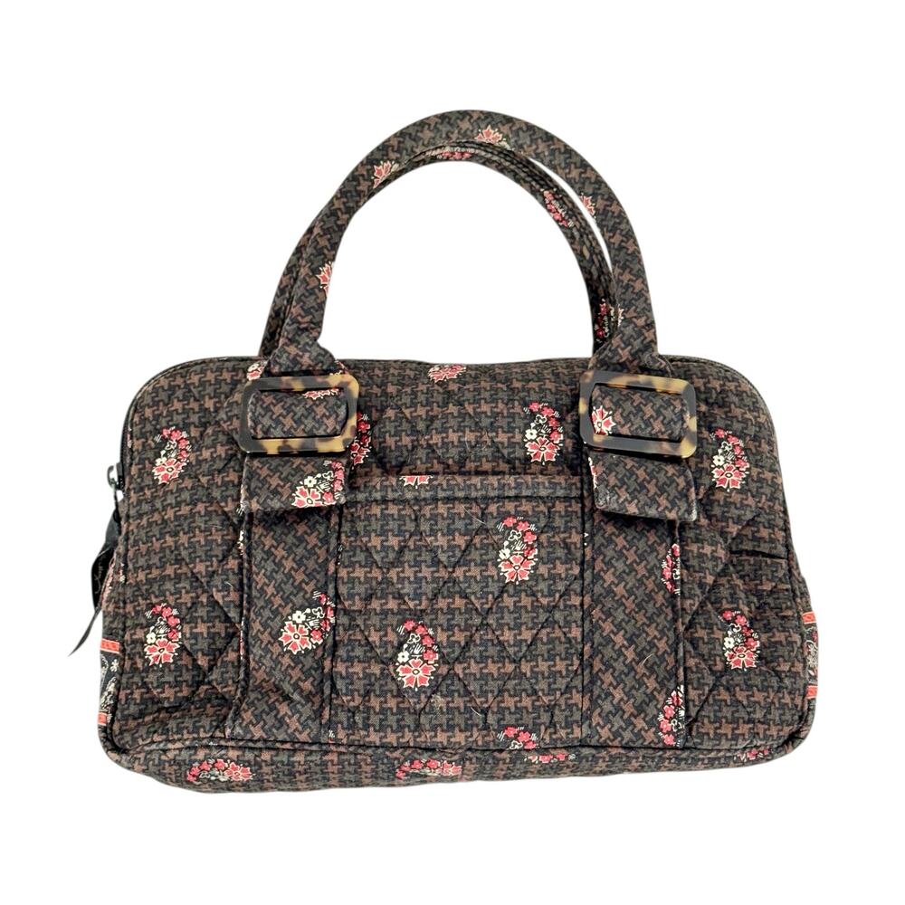 Vera Bradley Women's Brown Houndstooth & Floral Lucy Handbag & Wallet Retired - Picture 2 of 13